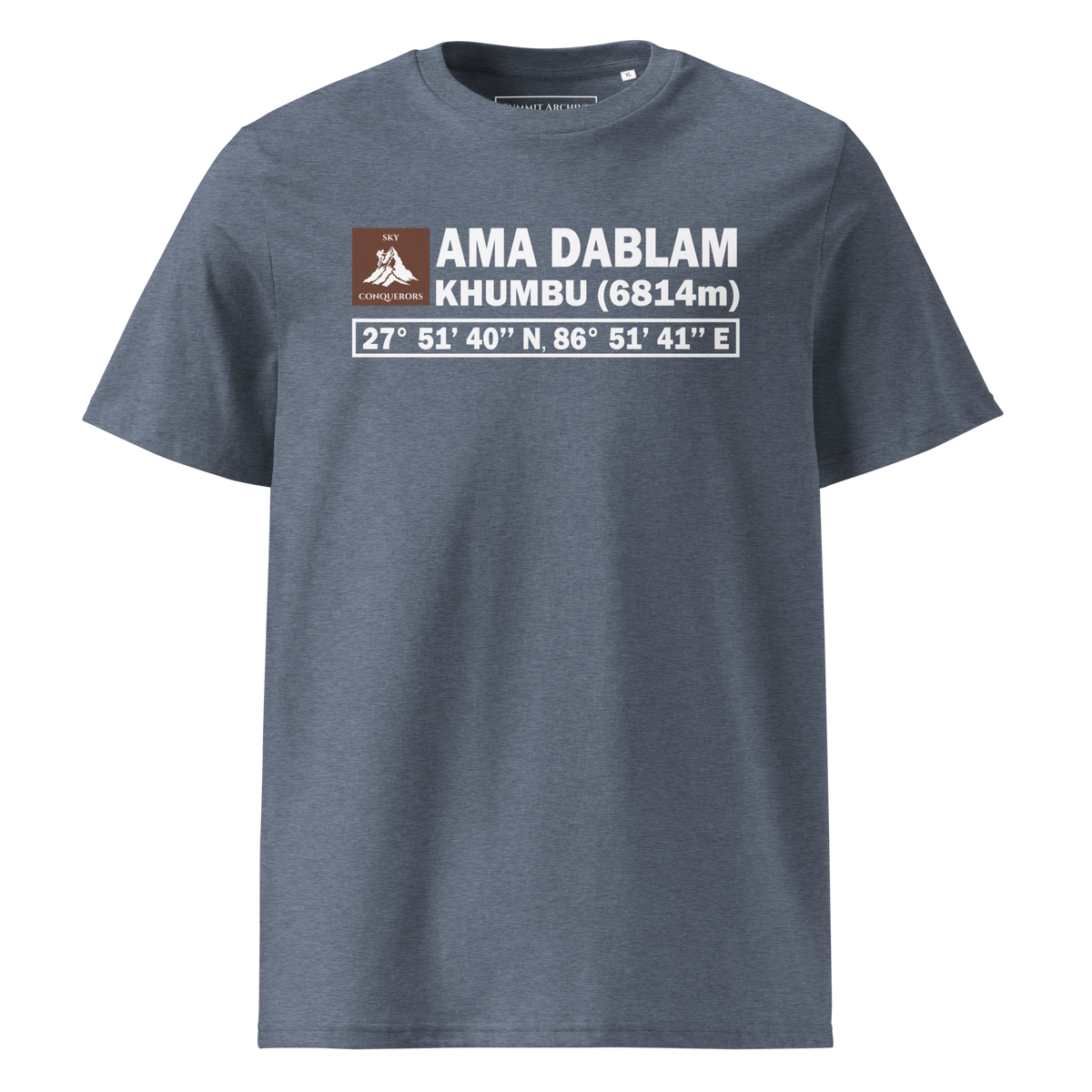 Ama Dablam - camiseta Dark Heather Blue, vista frontal
