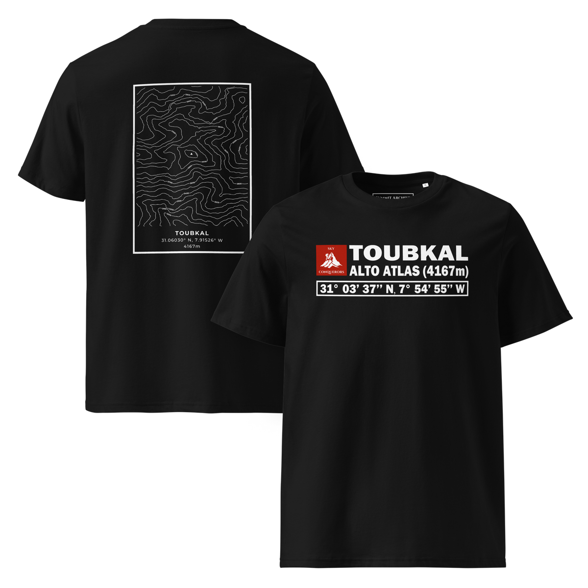 Toubkal - camiseta Negro, vistas frontal y trasera