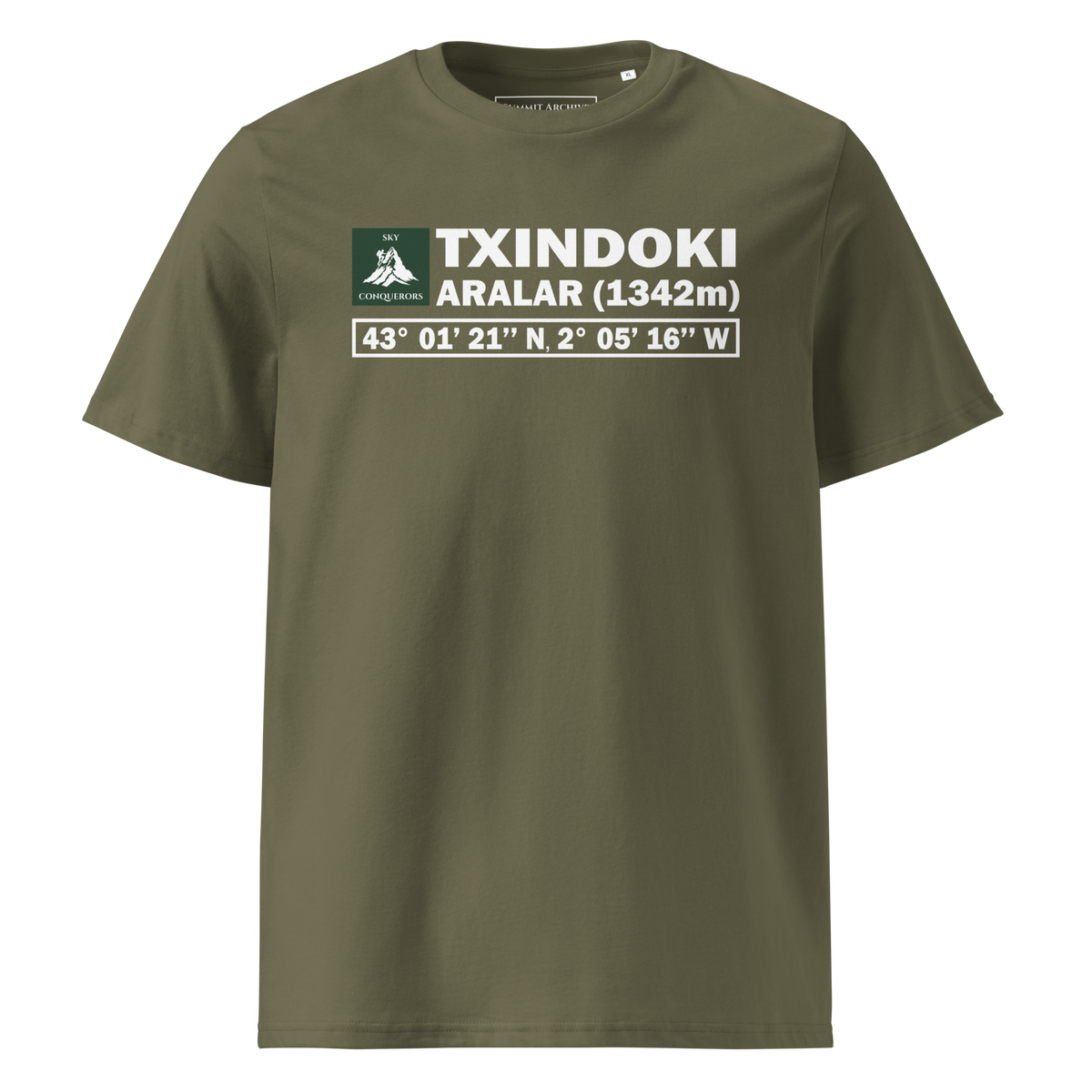 Txindoki / Larrunarri - camiseta Caqui, vista frontal