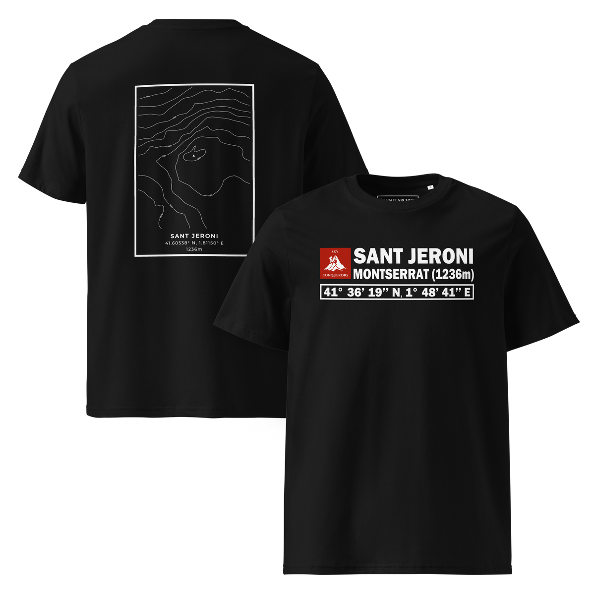 Sant Jeroni - camiseta Negro, vistas frontal y trasera