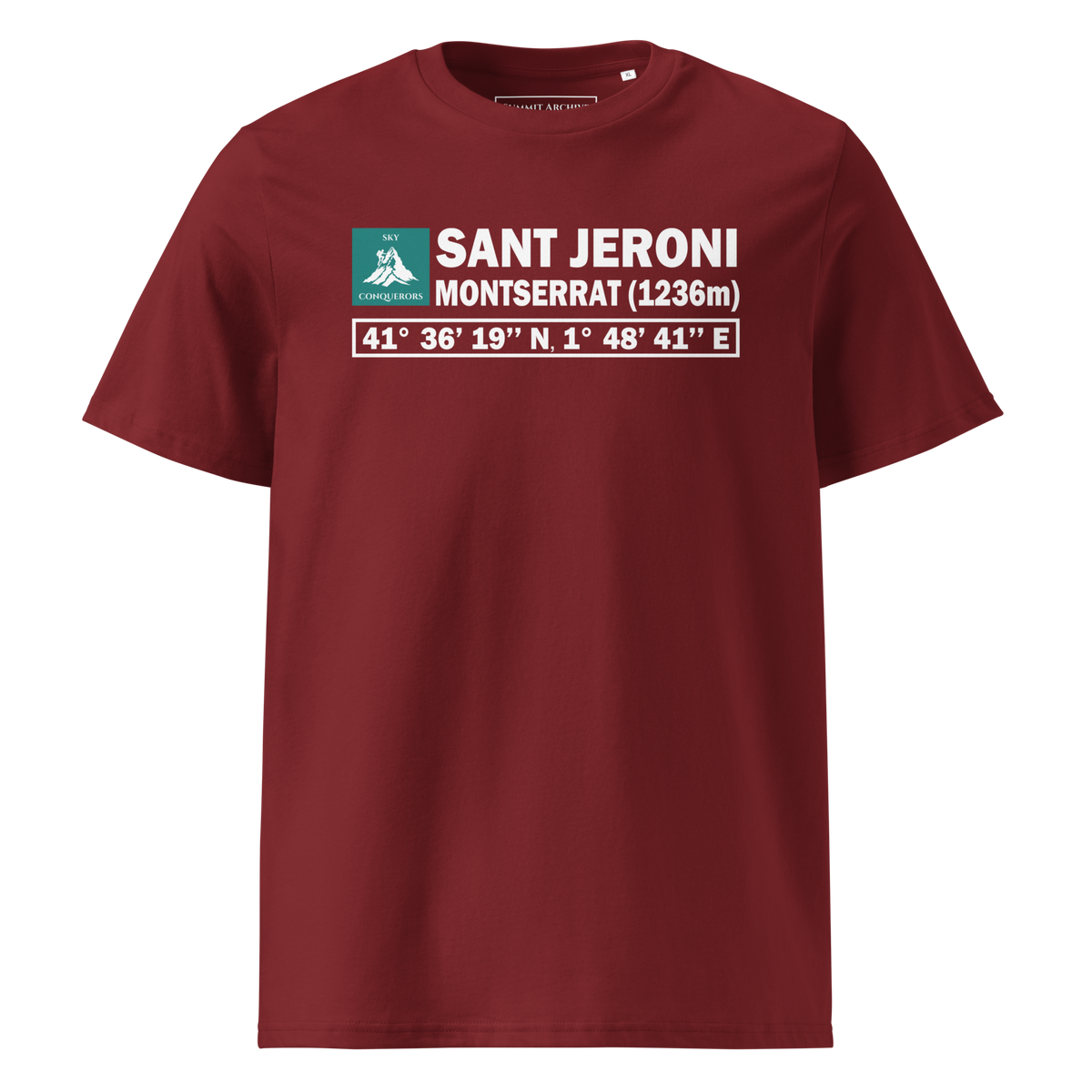 Sant Jeroni - camiseta Burgundy, vista frontal