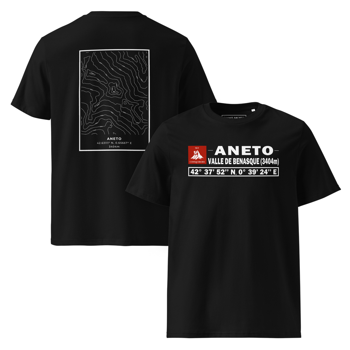 Aneto - camiseta Negro, vistas frontal y trasera
